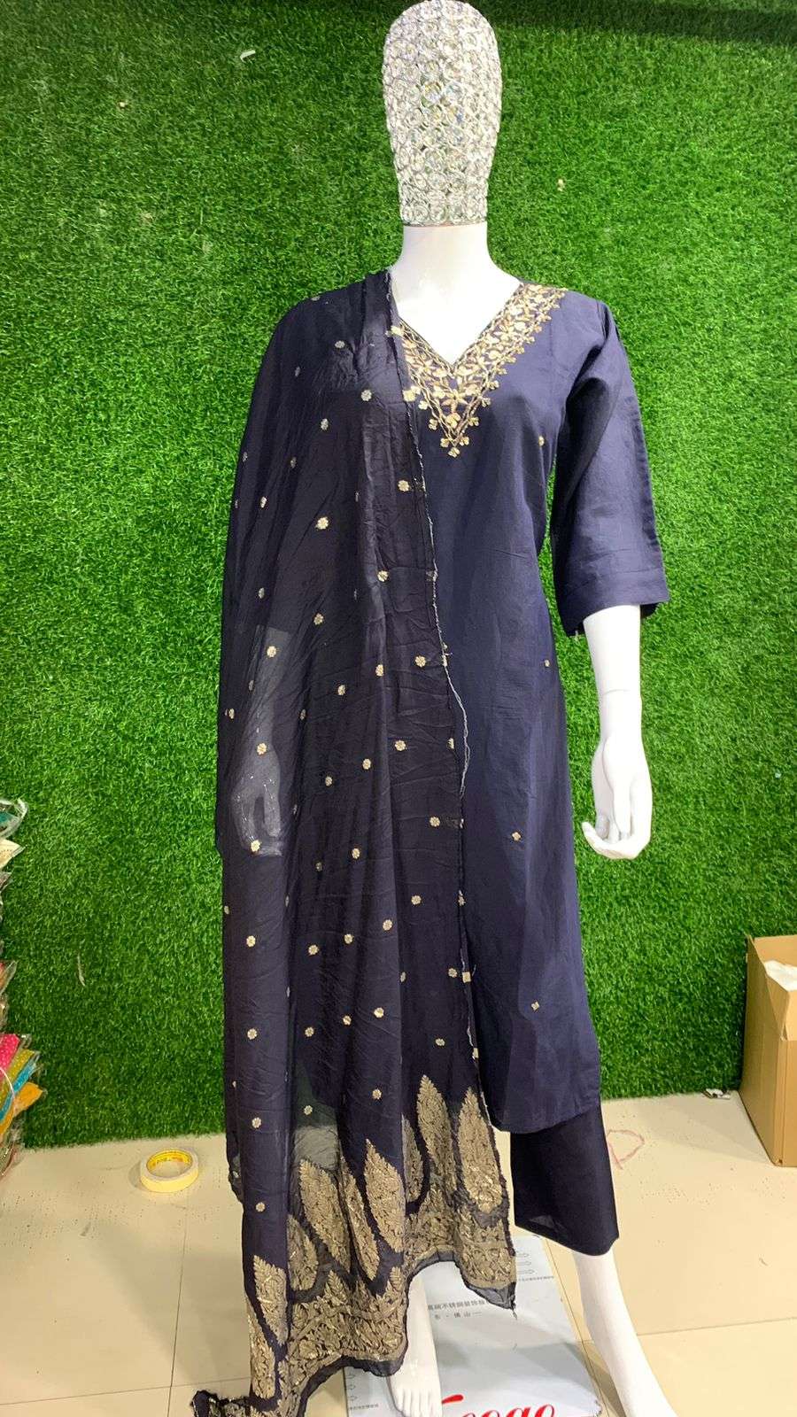 BEMITEX INDIA PRESENTS MODAL MUSLIN FBARIC WITH HANDWORK BASED READYMADE 3 PIECE COMBO WHOLESALE SHOP IN SURAT